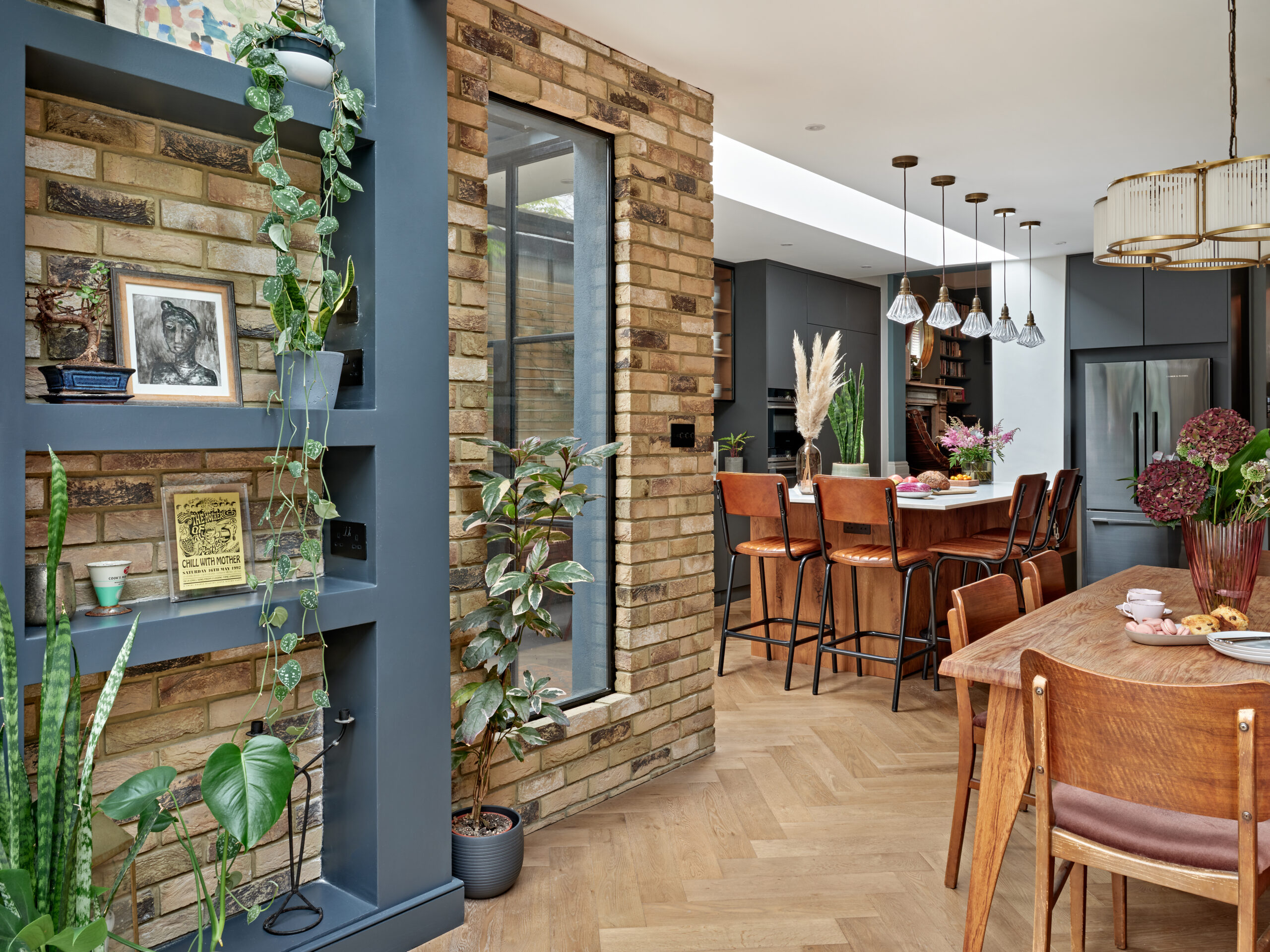 A custom-built, elegant wooden wardrobe.
