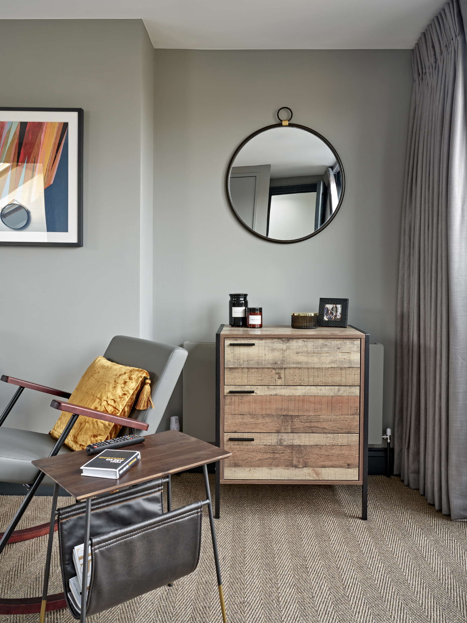 A minimalist open-plan living area showing excellent flow and natural light.