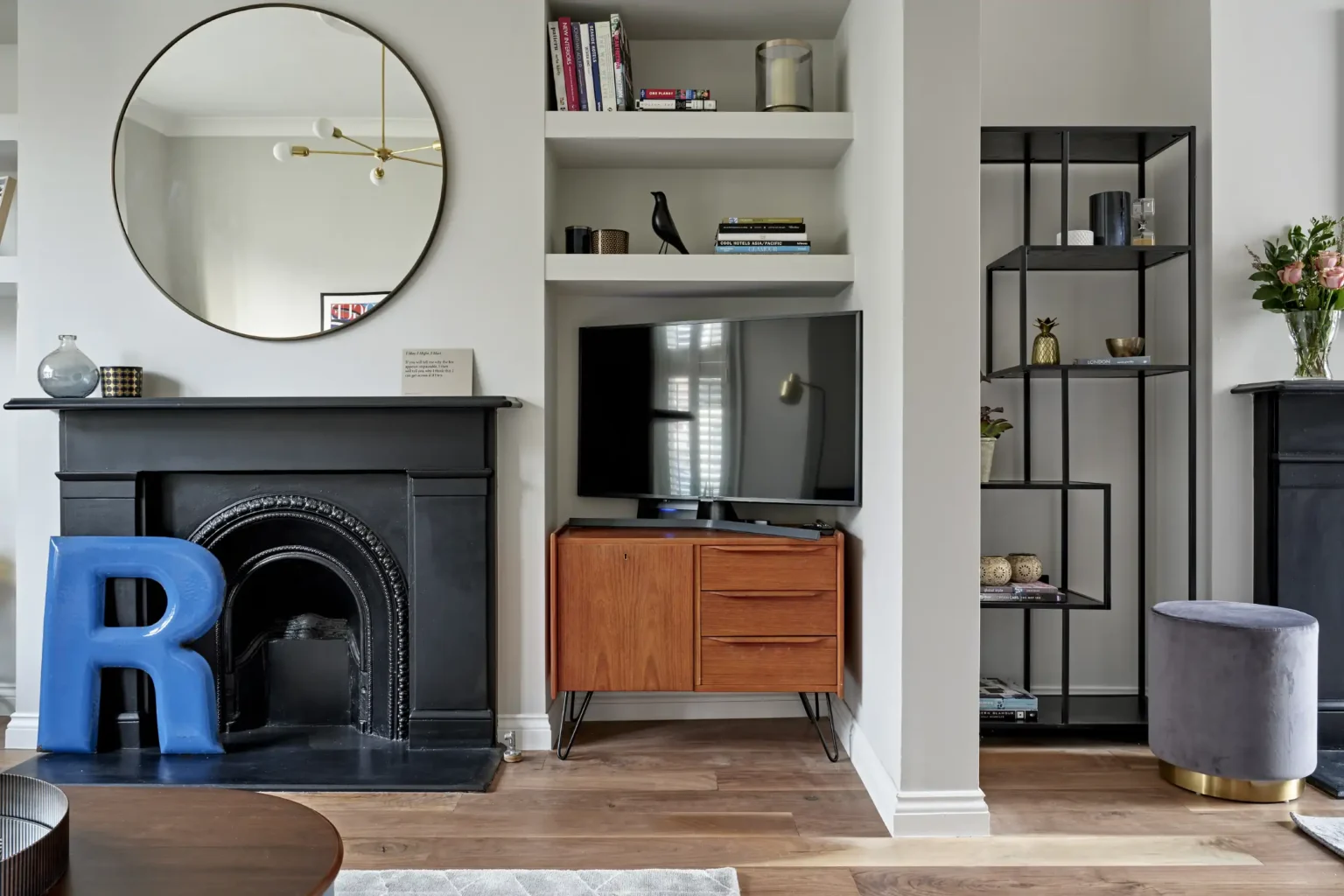Crouch End renovation: open-plan living and dining with period cornicing