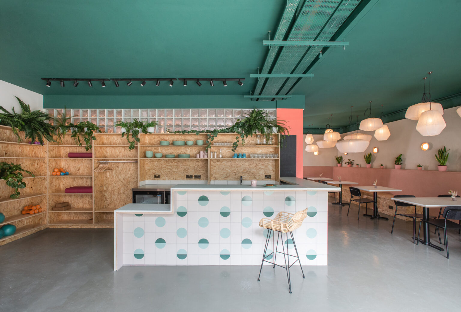 Main space: café counter and reception